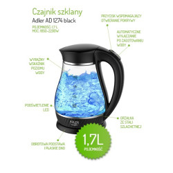 AD 1274 black Czajnik szklany 1,7L