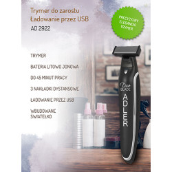 AD 2922 Trymer do zarostu - Ładowanie przez USB